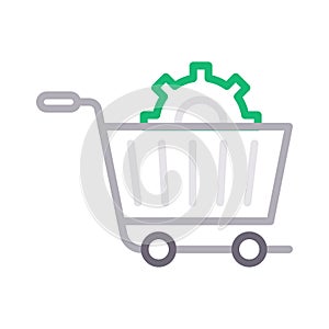 Cart setting thin color line vector icon
