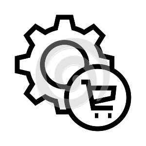 Cart Setting vector line icon