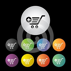 Cart shopping button set