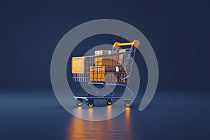 Cart and shopping online and purchase concept