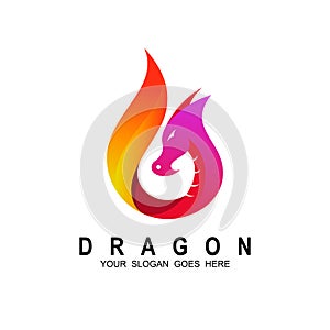 Dragon Fire Flame Logo design vector template