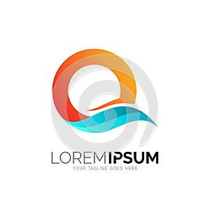 Q letter wave logo template vector illustration