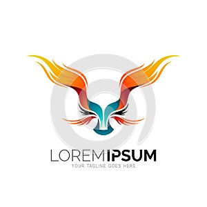 Buffalo logo and fire icon template, simple design