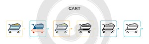 Cart vector icon in 6 different modern styles. Black, two colored cart icons designed in filled, outline, line and stroke style.