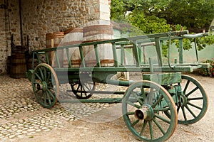 Cart with wine barrels