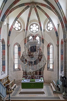 CARTA, ROMANIA - 13 AUGUST, 2017: The interior of a chatolic church