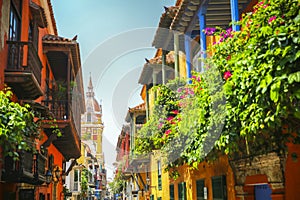 Cartagena Colombia sights looking towards old town square