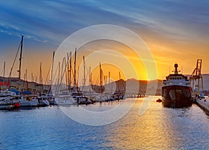 Cartagena Murcia port marina sunrise in Spain