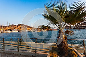 Cartagena Murcia port marina sunset in Mediterranean Spain