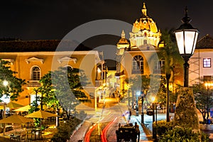 Cartagena Plaza at Night photo