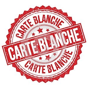 CARTE BLANCHE text on red round stamp sign