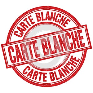 CARTE BLANCHE written word on red stamp sign