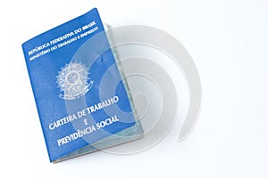 Carteira de trabalho brasileira, INSS, FGTS. Brazilian security identification. previdencia privada. With copy space