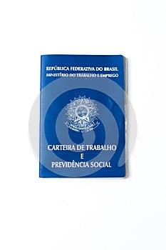 Carteira de trabalho brasileira, INSS, FGTS. Brazilian security identification. previdencia privada. With copy space photo