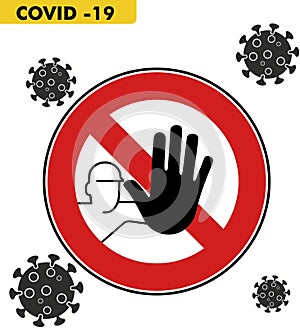 Cartello di divieto per emergenza corona virus