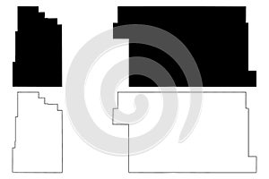 Carter and Daniels County, Montana U.S. county, United States of America, USA, U.S., US map vector illustration, scribble sketch