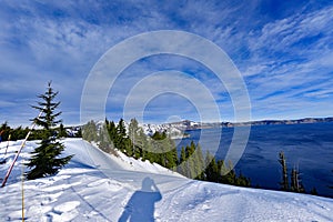 The Crater Lake, OR and the snow