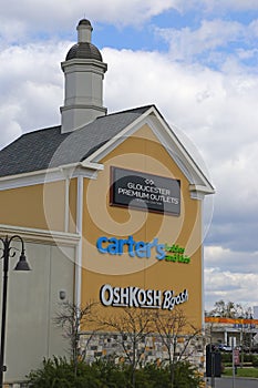 A Carter`s and OshKosh B`gosh sign at Gloucester Premium Outlets