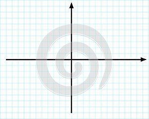 Cartesian coordinate system on plane. Perpendicular axises. Blank template for statistics or finance data visualization photo