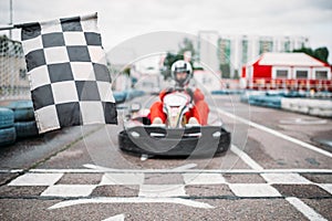 Carting racer on start line, front view