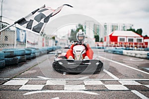 Carting racer on start line, front view