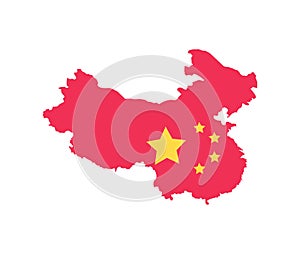 Cartography Icon, China on Map with Flag Vector