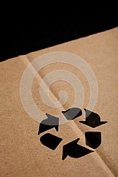 Carton background with recycle symbol photo