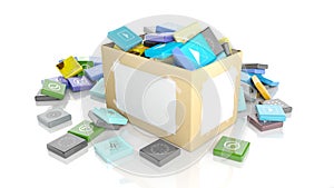 Carton box with beveled square apps