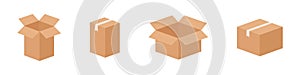 Carton box icons. Vector box icons. Cardboard packaging vector icons