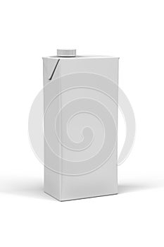 Carton box mockup for drinks - liter carton of milk or juice isolated on white background