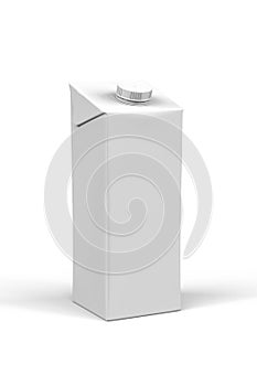 Carton box mockup for drinks - liter carton of milk or juice isolated on white background