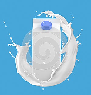 Carton box or packaging with milk splash