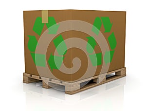 Carton box with recycle symbol