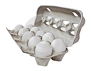 Carton box with white eggs isolated. png transparent