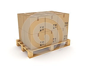 Carton boxes on a pallet.