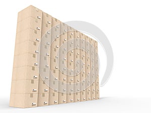 Carton boxes wall