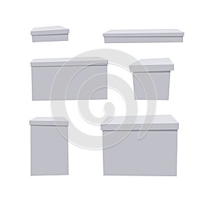 Carton Closed Recycling Boxes Set. Cartoon Style Illustration Delivery Packaging. Flat Graphic Design Forwarding Clip Art. Vector