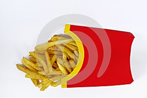 A Carton of French Fries Isolated on a White Background