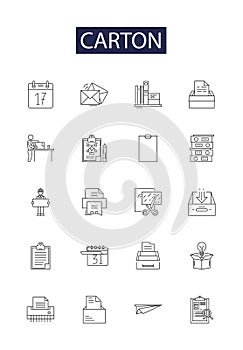 Carton line vector icons and signs. Package, Container, Crate, Carton, Packing, Envelope, Cardboard, Consignment outline photo