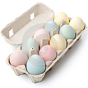 Carton of Pastel-Colored Eggs photo