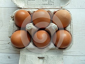 Carton of Six brown Eggs