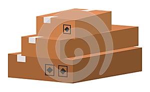 Carton square box, delivery and packaging of goods for comfortable transportation, shipping
