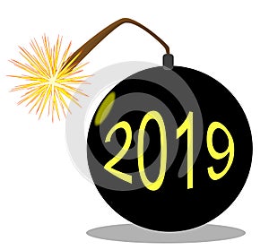 Cartoon 2019 New Year Bomb