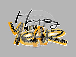 Cartoon 2022 tiger happy new year lettering for decorative design