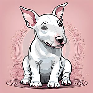 Cartoon 2D Illustration of Bull Terrier puppy