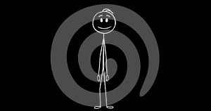 Cartoon 2D Stick Character Animation of Man Pointing On Something. Alpha Mask Included.
