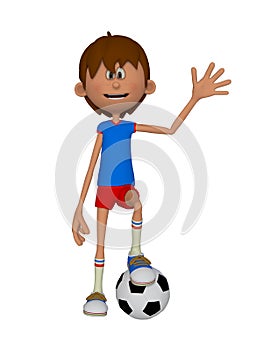 Cartoon 3d boy with a soccer ball
