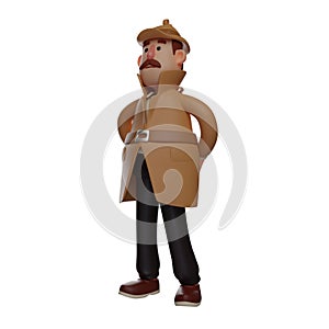 Cartoon 3D Detective with cool pose