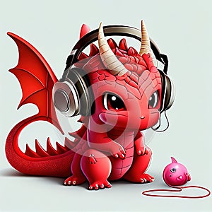 cartoon 3d dragon character on red background trending