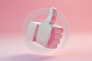 Cartoon 3d hand thumb up, like symbol. Good feedback, positivity concept. Approval emoji for social media messages, 3d style